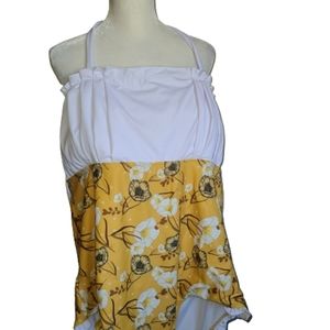 Shein one piece Swimsuit Size 4XL floral and white